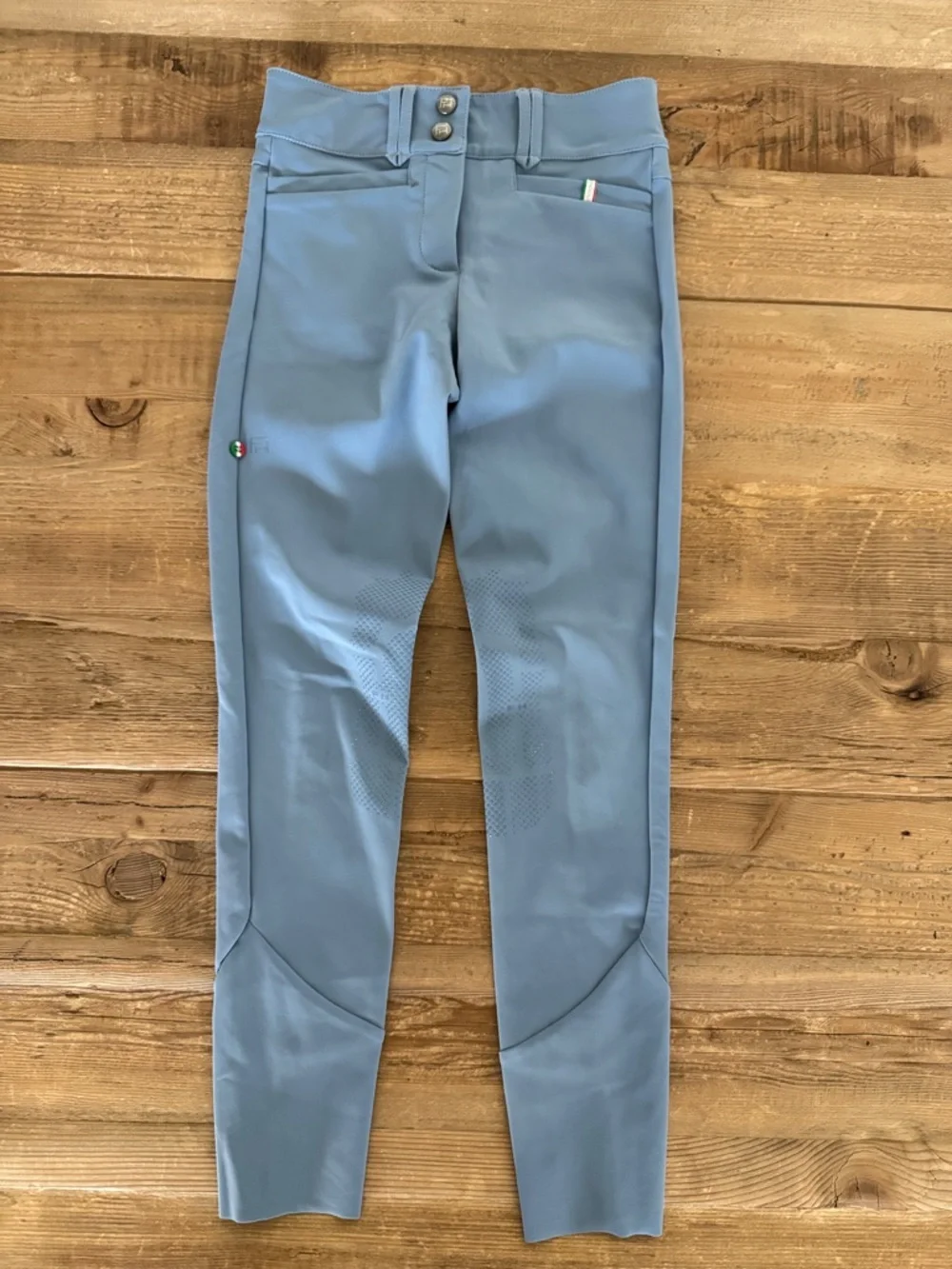 For Horses Poppy Steel Light Blue Equestrian Breeches with Knee Grip size 12 - Picture 1 of 6